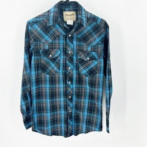 Wrangler Long Sleeve Plaid Western Shirt pearl snap button rodeo jaripeo rancho